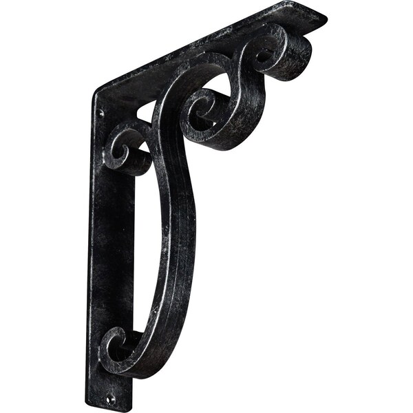 Ekena Millwork Avery Wrought Iron Bracket, (Triple center brace), Antiqued Silver 2"W x 10"D x 12"H BKTM02X10X12TAVASV - main